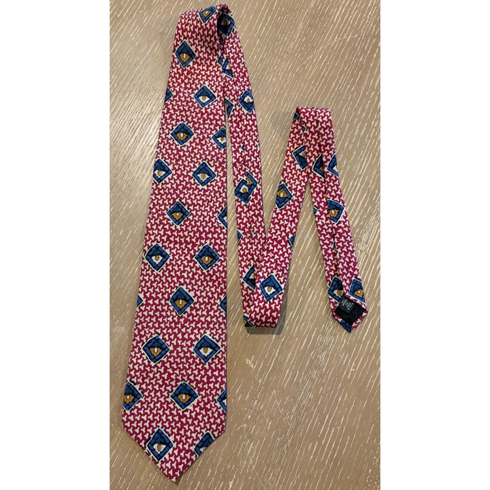 Vintage Guess by Georges Marciano Silk Tie Red Blue Geometric Novelty Print USA